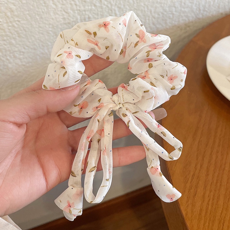 Dây Cột Tóc Bản Lớn Màu Trơn Thiết Kế Hình Nơ Xinh Xắn Cho Nữ