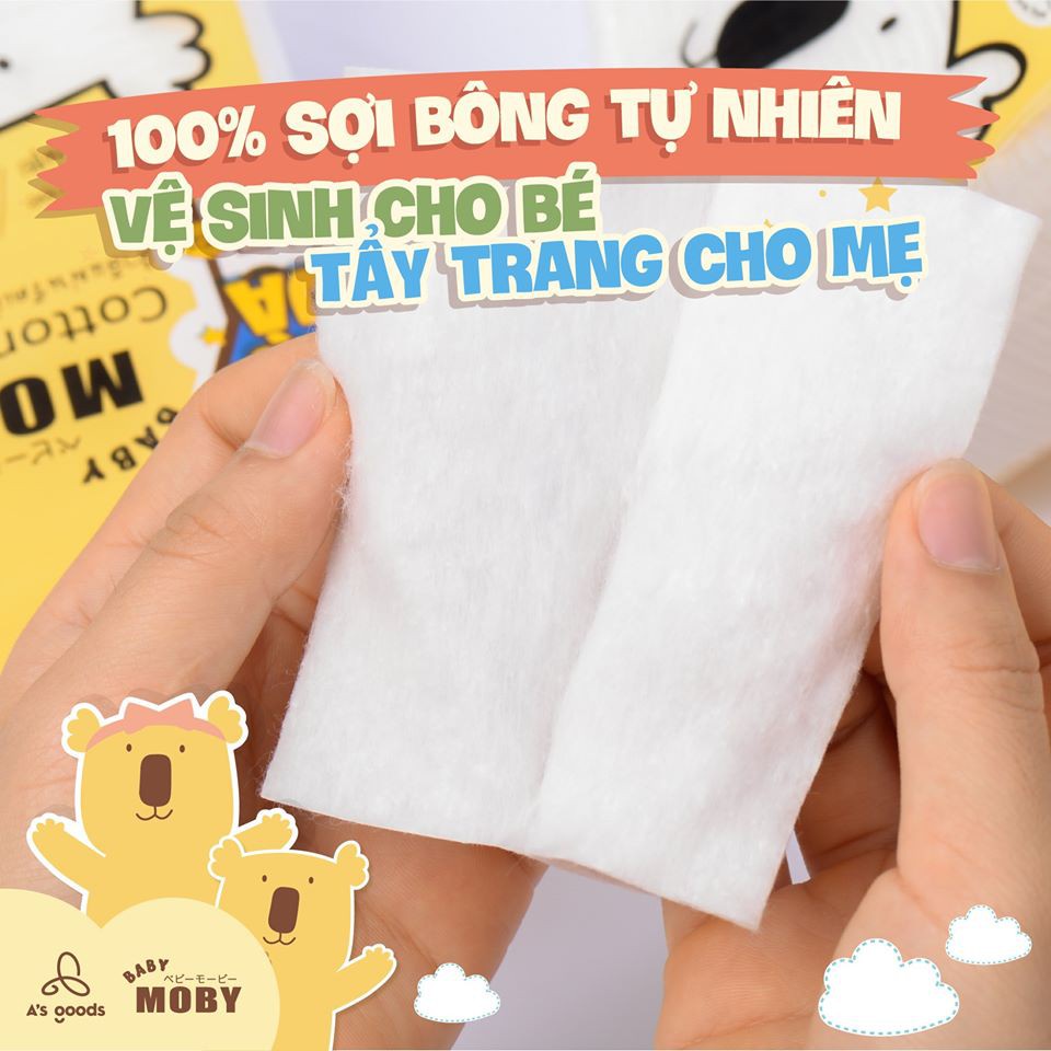 Bông Miếng Moby Cỡ Nhỏ 100 Miếng Dùng Để Vệ Sinh Cho Bé