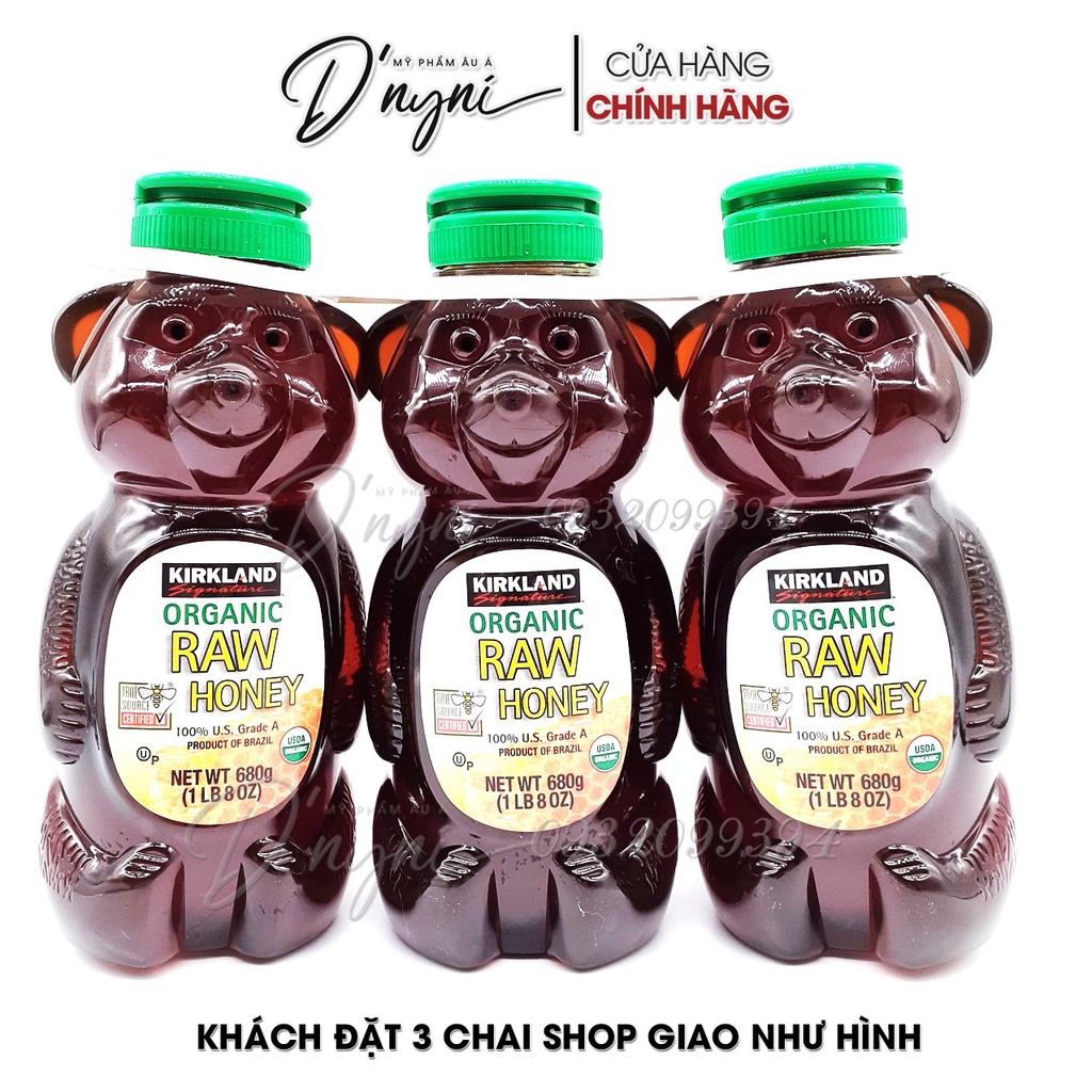 Mật Ong Gấu Hữu Cơ Kirkland Signature Organic Raw Honey 680g Mỹ
