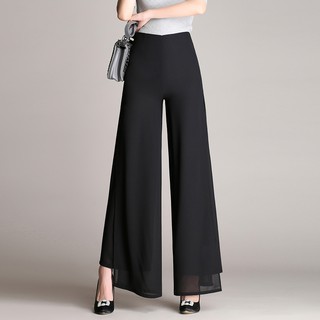 ❤S ~ 4xl Quần Nữ Size Lớn Xuân Hè Mỏng Cao Cấp Ôm Hơn Nhìn Đôi Voan Rộng Quần Nữ Slit loe Culottes Quần Lật Quần Dài Thời Trang Phù Hợp Với Rộng