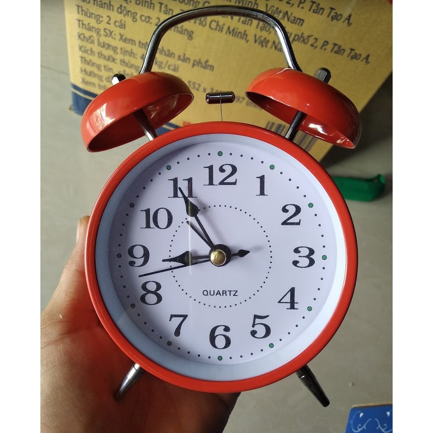 [Freeship]Đồng hồ báo thức lớn 2 chuông nhiều màu 16cm x 11.5cm x 5.5cm
