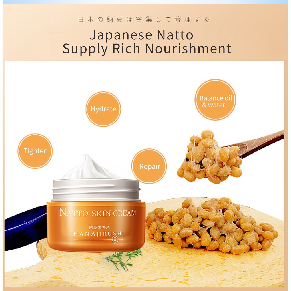Kem dưỡng da mặt HANAJIRUSHI Natto Nhật Bản ngăn ngừa nếp nhăn chống lão hóa 55g