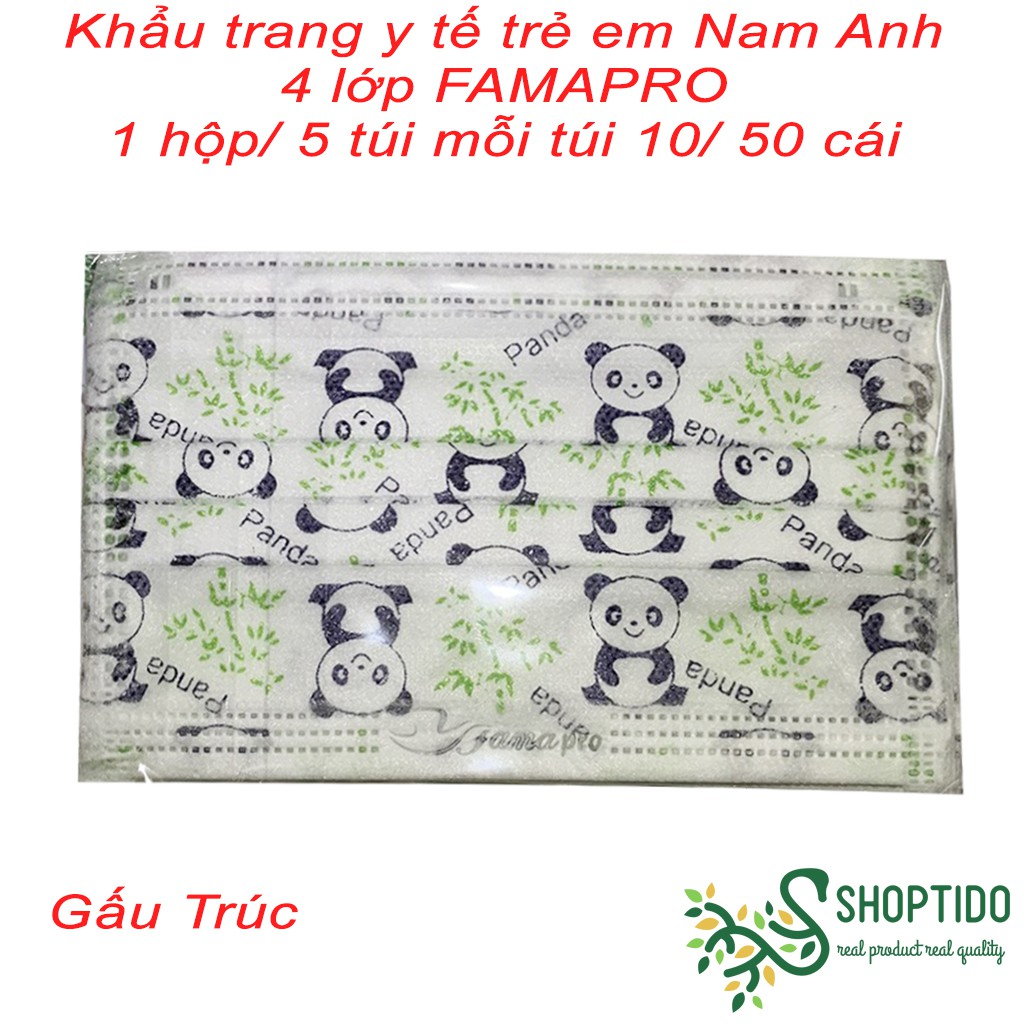 Hộp 50 cái khẩu trang y tế 4 lớp, kháng khuẩn, Nam Anh, Đủ loại Đủ Màu cho Trẻ Em NCC Mr Dũng - lesidung