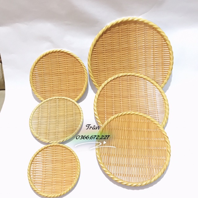 Bộ dĩa tròn melamine giả mẹt tre( có bán lẻ)