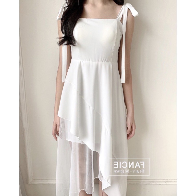 Đầm nữ trắng tầng phối lưới siêu ht hiện nay đầm may 2 lớp chất đẹp như hình mã[ ĐUÔI CÁ | BigBuy360 - bigbuy360.vn