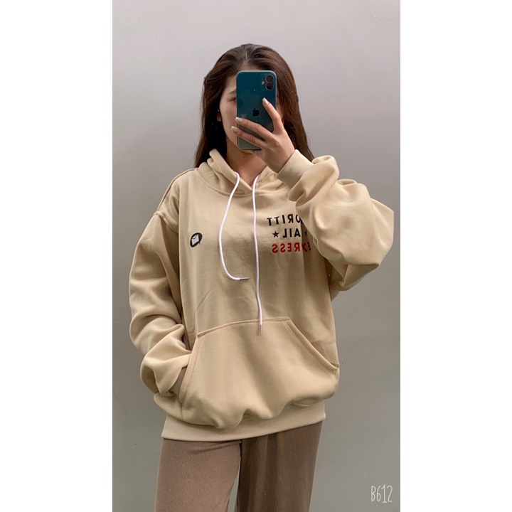 Áo hoodie nữ nam in hình bức thư nhỏ cá tính, áo hoodie chất nỉ dày dặn, hàng trendy 2022 GZHD078
