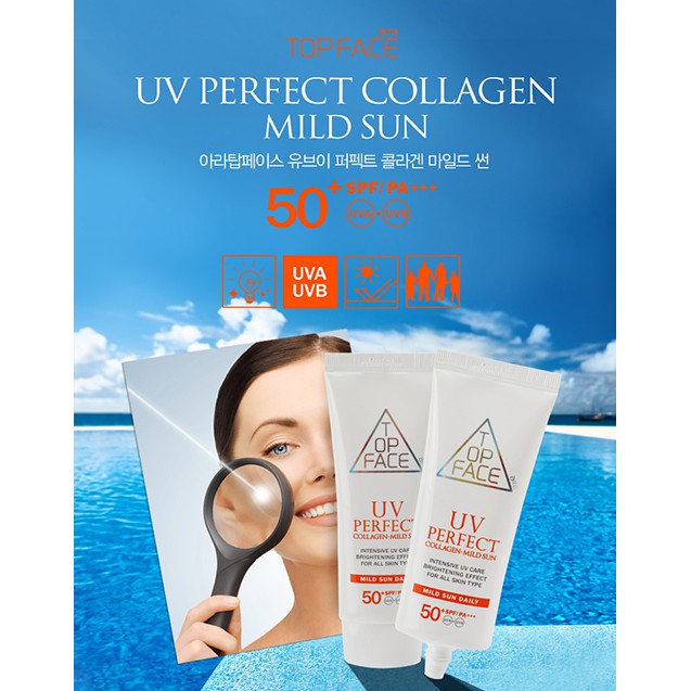 KEM CHỐNG NẮNG BỔ SUNG COLLAGEN TOP FACE UV PERFECT SPF50+