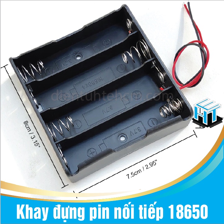 Khay đựng pin nối tiếp 18650 hàn sẵn dây điện - 1 cell / 2 cell / 3 cell / 4 cell