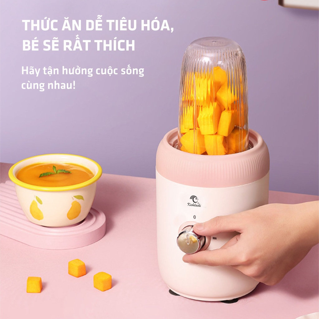 Máy Xay Đa Năng 3 Cối Cho Bé Ăn Dặm Kichilachi Xay Sinh Tố, Xay Hạt, Xay Thịt