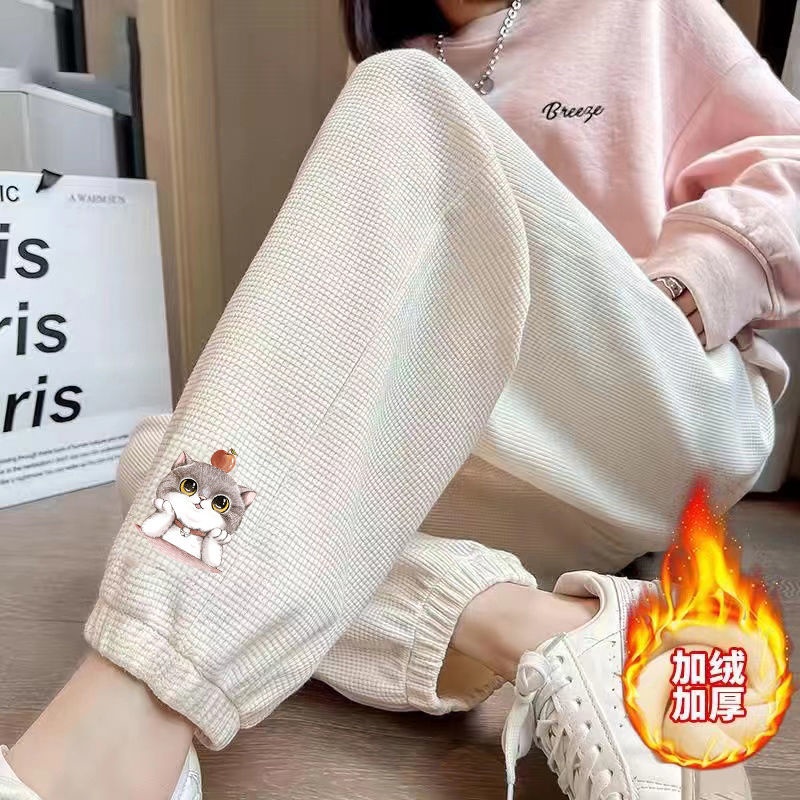 Quần Thể Thao Ống Rộng Lưng Cao In Họa Tiết Hoạt Hình Thời Trang Mùa Thu Cho Nữ