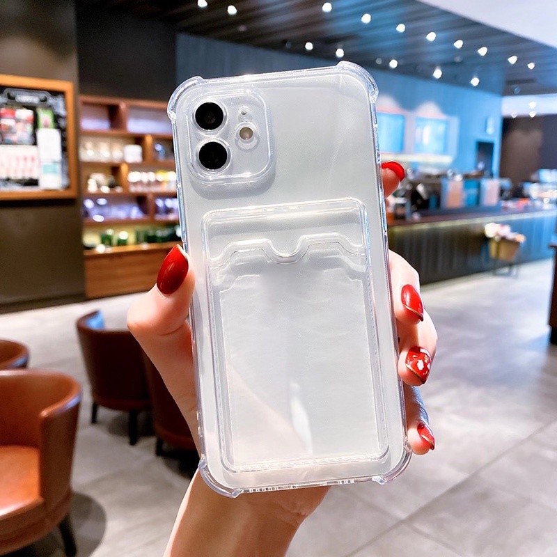 Ốp Điện Thoại Silicon Có Túi Khí Đựng Thẻ Xiaomi Redmi Note 11 10 9 Pro 11S 10S 9S 9A 9C NFC Poco X3 M2 M3 Xiomi Mi 11 Lite Pro