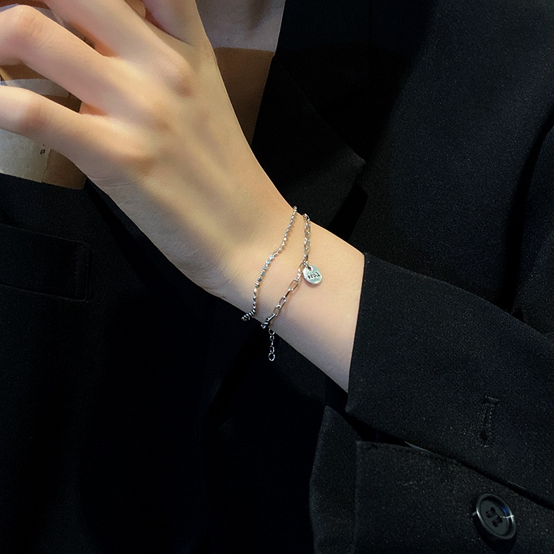 Vòng Tay Hai Lớp Họa Tiết Chữ Phong Cách Retro C206 Cho Cặp Đôi