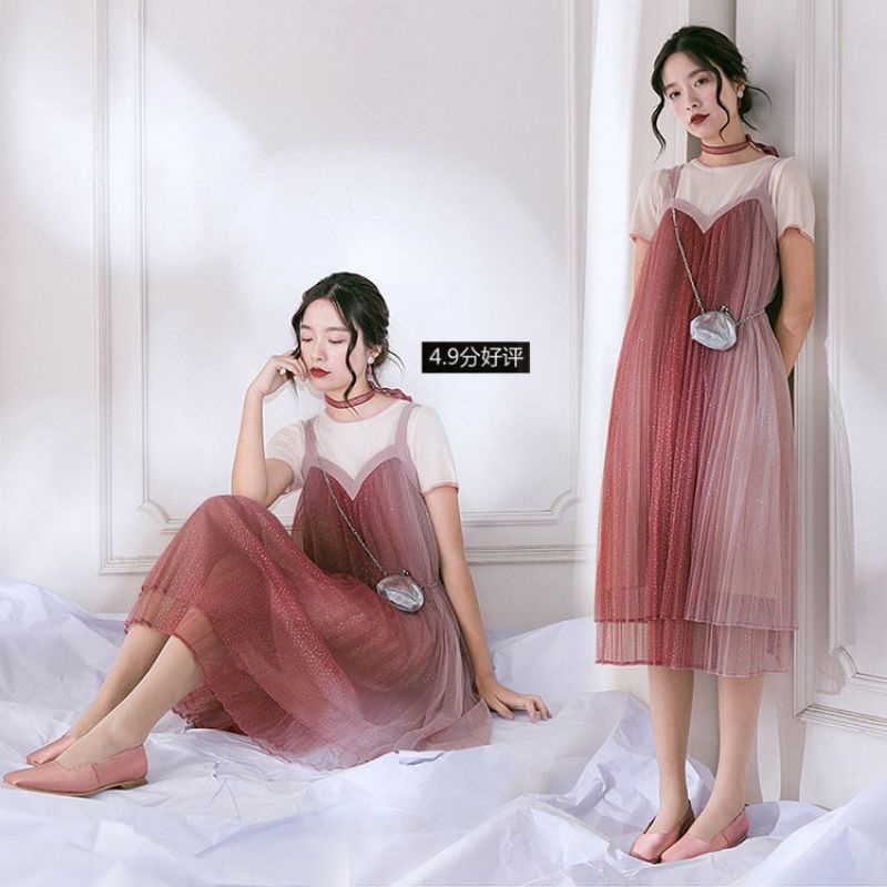 Set áo váy yếm đi tiệc cho bà bầu
