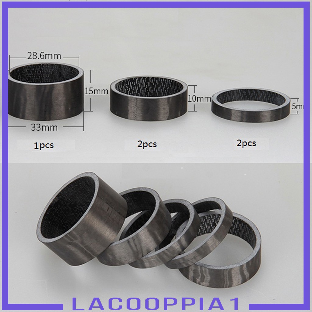 [LACOOPPIA1] 5X Bike Headset 28.6mm Stem Spacers 1-1/8&quot; Bicycle Washers 5/10/15mm BMX MTB