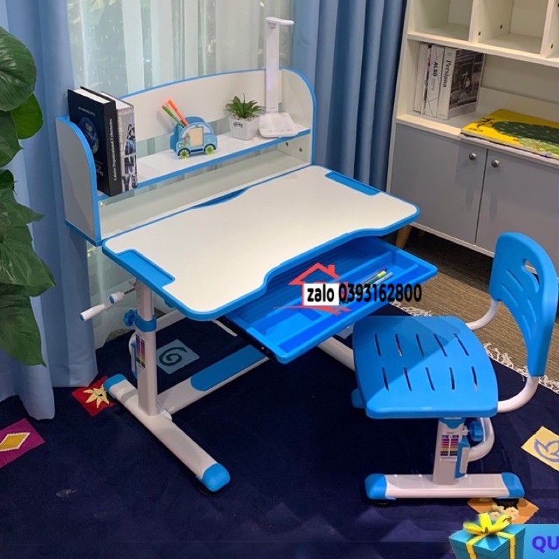 (Rẻ Vô Địch) Bộ Bàn Ghế Học Sinh Có Giá Sách Cỡ To 80cm