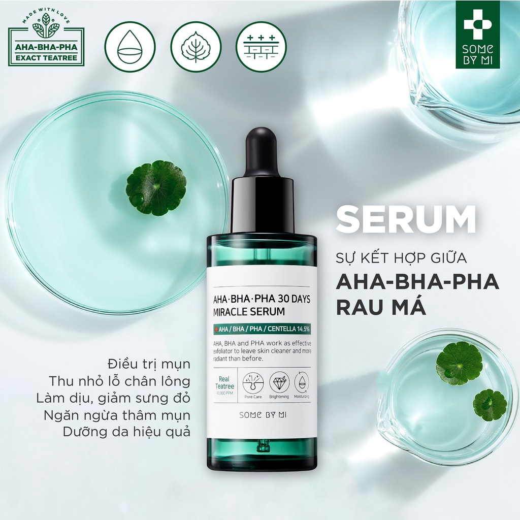 Bộ 4 SP Dưỡng Da Giảm Mụn Some By Mi AHA-BHA-PHA 30 Days Miracle (SRM Bye Bye 120g + Toner 150ml + SR 50ml + Kem 50ml)