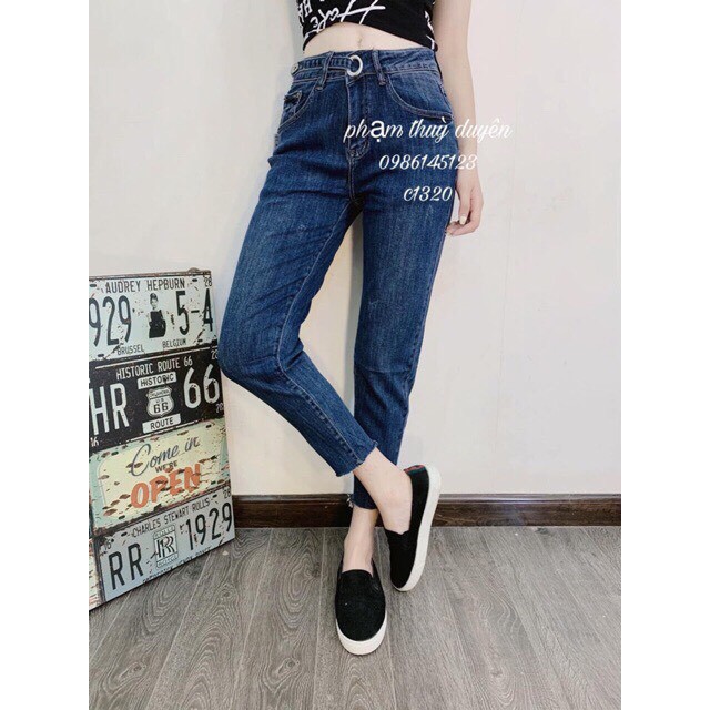 quần jean xước cài khuy cho nữ