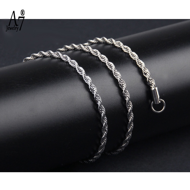 Vòng cổ Mạ Bạc A7 S925 4mm Phong Cách Hàn Quốc Thời Trang