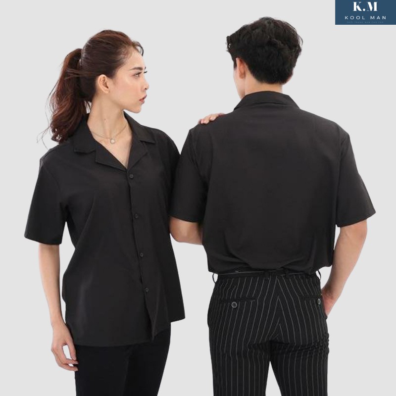 Áo Sơ Mi Cổ Vest Ngắn Tay Nam Nữ HOT, Áo Sơ Mi Kiểu Thời Trang Hàn Quốc Vải Lụa Cao Cấp Thoáng Mát KoolMan | BigBuy360 - bigbuy360.vn