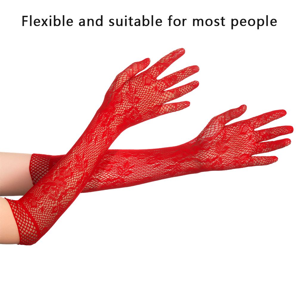 Đôi găng tay lưới ren hoa dài co giãn nhiều màu gothic punk sang trọng gợi cảm cho cô dâu tiệc giáng sinh Halloween