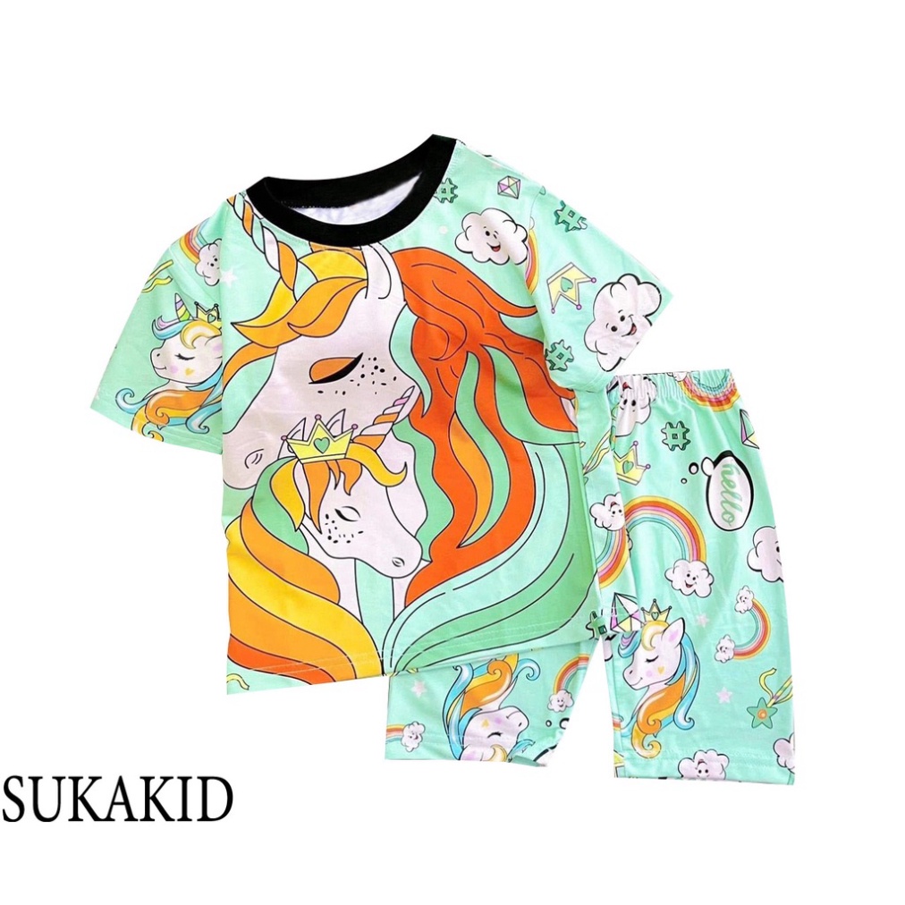 ( Chuyên sỉ lẻ Quần áo trẻ em ) Đồ bộ bé gái siêu đẹp hình in 3D chất liệu thoáng mát mềm mịn co hình mecki ô vuông  mèo