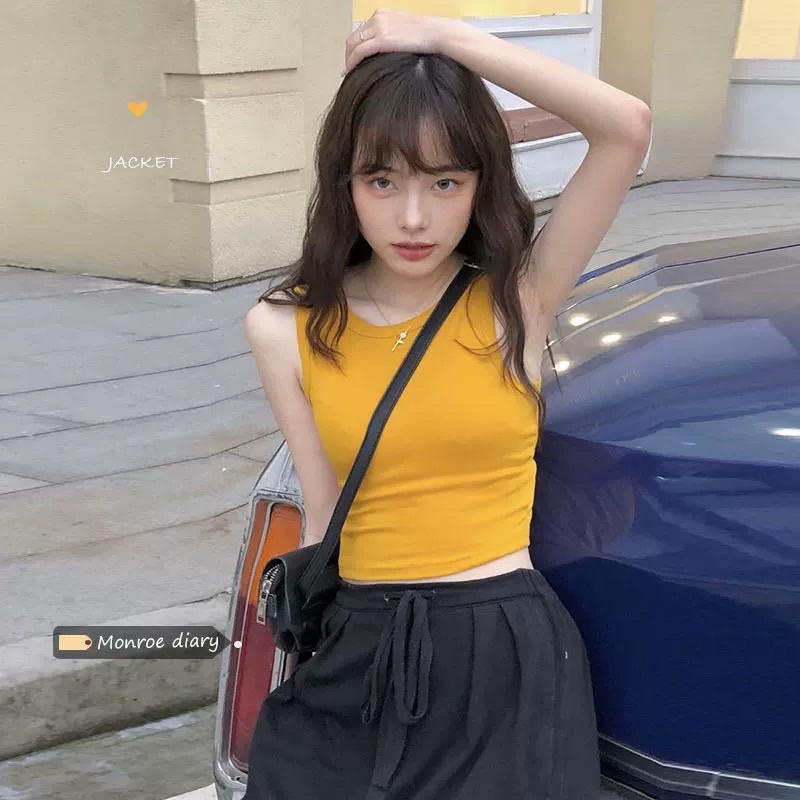 Áo 3 lỗ croptop trendy chất dày chuẩn form chất dày bo tăm mịn kèm video thật tanktop croptop trendy