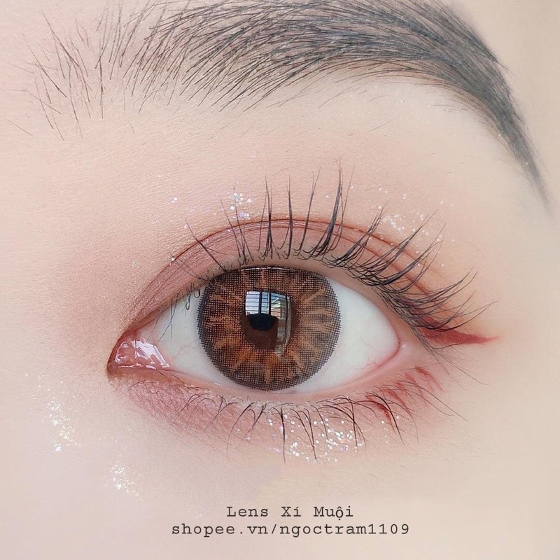 Lens mắt nâu Flow Brown( full độ cận từ 0-5 độ )