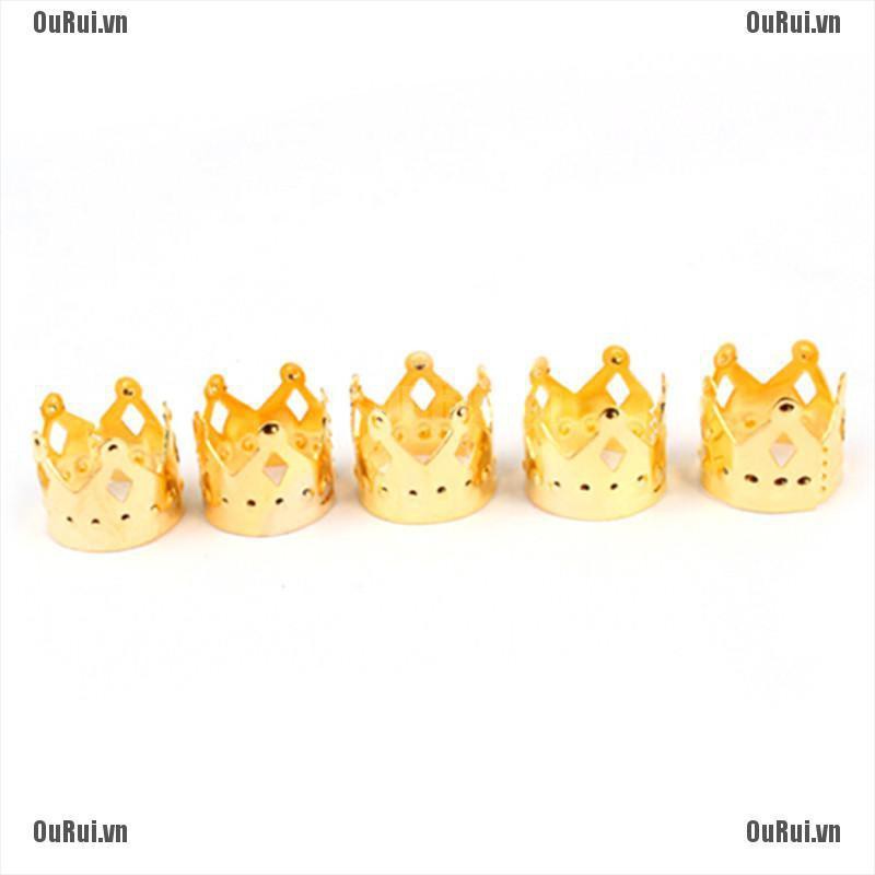 (FCC) Set 20 Kẹp Tóc Hình Vương Miện Màu Vàng / Bạc Có Thể Điều Chỉnh Kích Cỡ