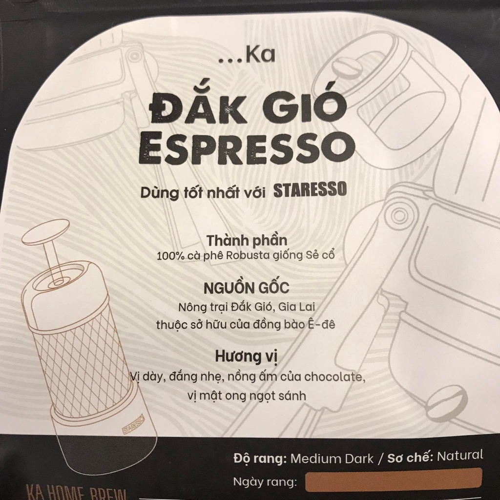 Combo Cà Phê nguyên chất pha Espresso, Đắk Gió Robusta giống cổ Lạc Dương hương hạnh nhân Khe Sanh dày ấm ngọt nho đen