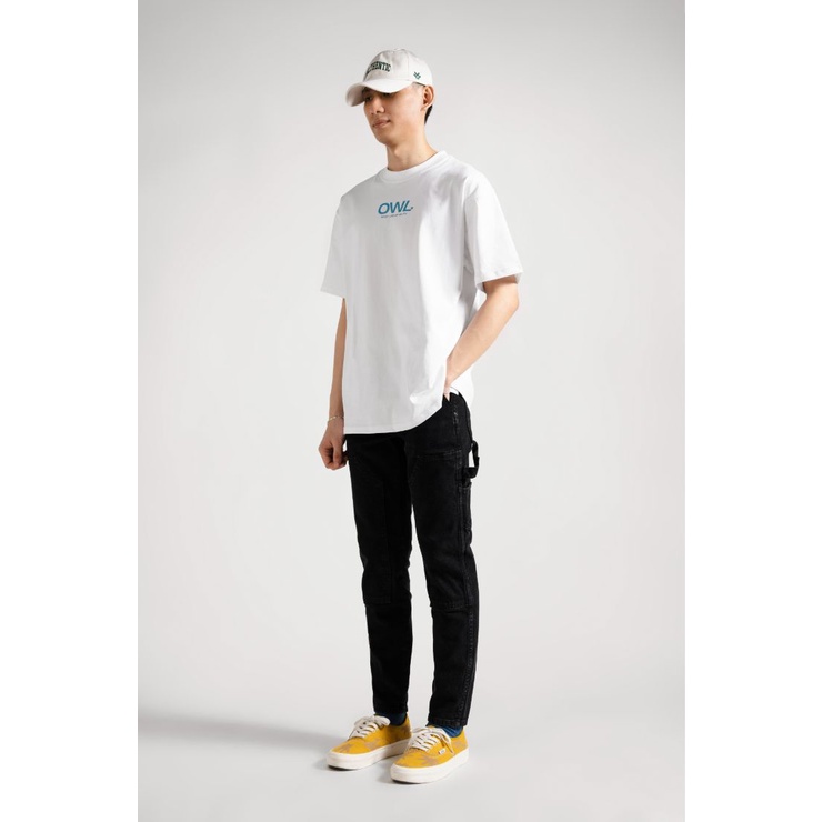 OWL BRAND® DOUBLE KNEE SKINNY JEANS - Quần jeans dài may đắp dáng ôm / Đen wash - OWL191021