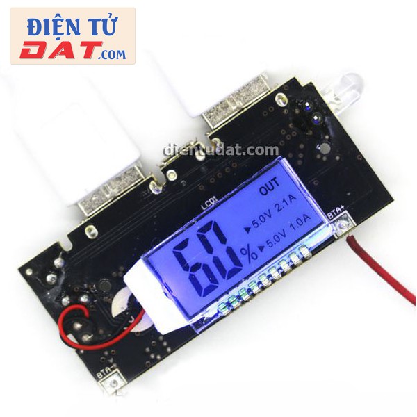 Mạch Sạc Dự Phòng 2 Ngõ ra USB Hiển Thị LCD