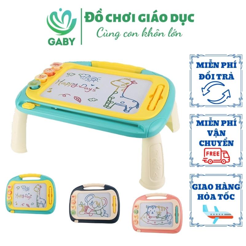 Bảng vẽ tự xóa thông minh cho bé có chân bàn loại to GABY bảng từ tính tập viết, tập vẽ, an toàn, không lem mực