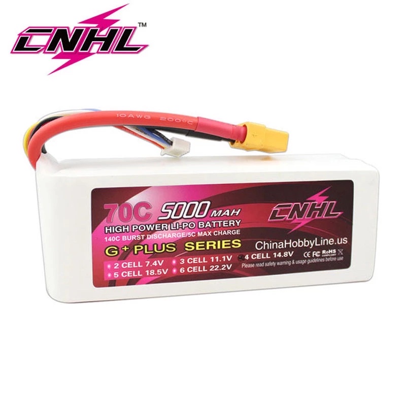 Pin lipo CNHL 4s 14.8v 5000 70C jack Xt90 Plug cho đồ chơi Rc