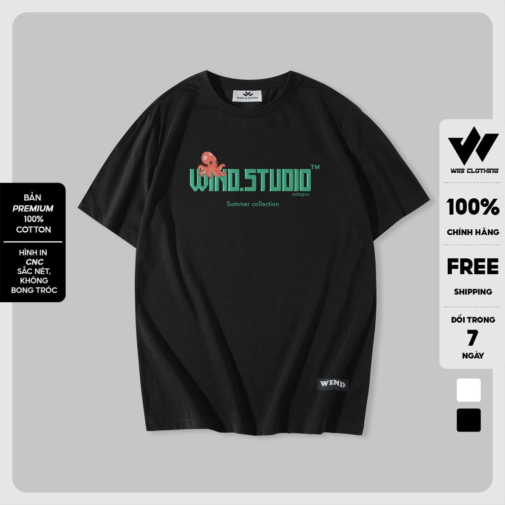 Áo thun tay lỡ unisex form rộng WIIS phông oversize bản Premium OCTOPUS nam nữ ulzzang