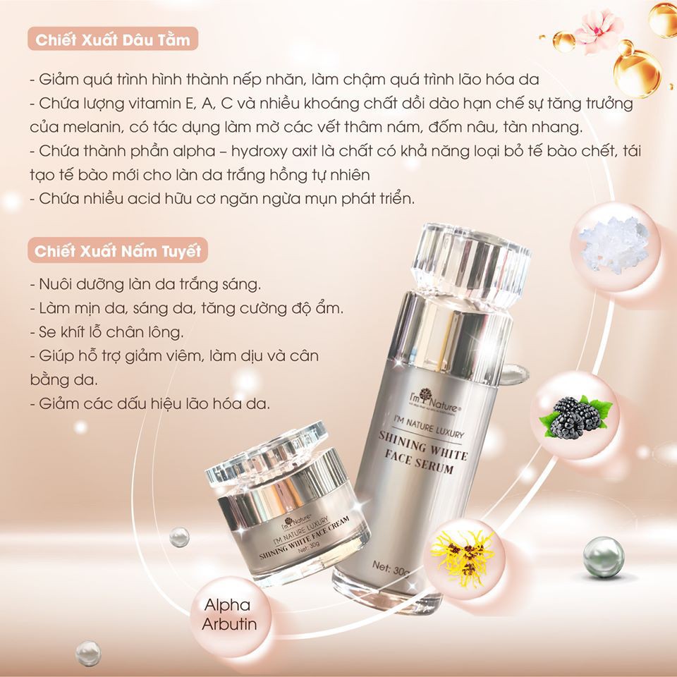 [I'm Nature] Bộ Kem Dưỡng Trắng Da Cao Cấp I'm Nature Luxury Shining White_An Toàn Cả Bà Bầu Và Sau Sinh