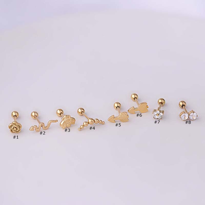 1 Khuyên Tai Hình Hoa Hồng Bằng Thép Không Gỉ 6mm