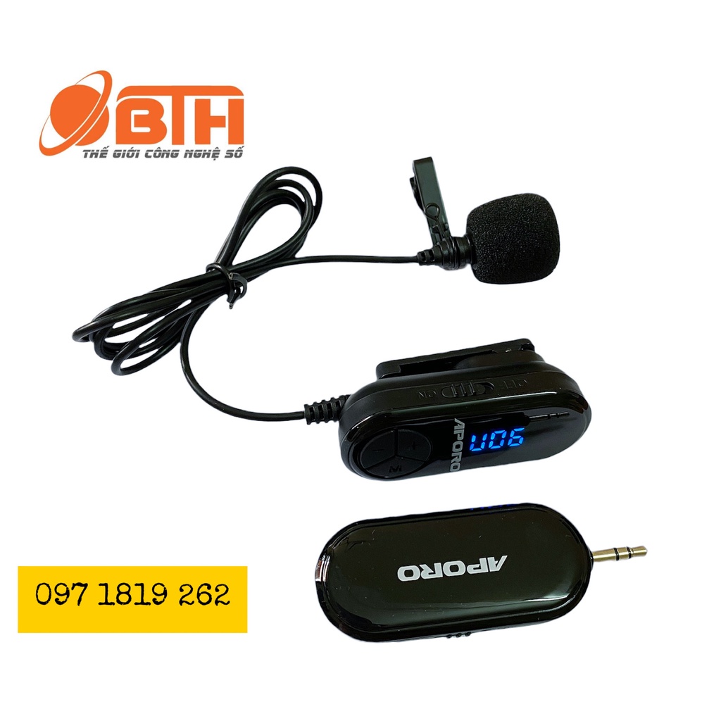Mic Trợ Giảng Cài Áo Không Dây Aporo. Micro Cài Áo Đa Năng Dùng Cho Loa Trợ Giảng, Amply, Loa Kéo