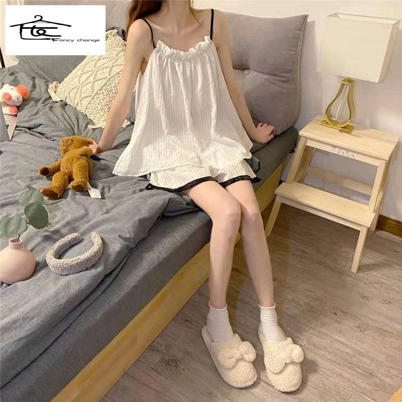 Bộ Đồ Ngủ Hai Mảnh Gồm Áo Hai Dây Và Quần Ngắn Phong Cách Công Chúa Thời Trang Mùa Hè Mới Dành Cho Bạn Nữ | BigBuy360 - bigbuy360.vn
