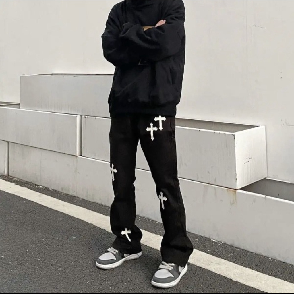 Quần jean baggy nam nữ Chrome Hearts quần jeans ống rộng unisex Kun Shop hot trend 2022