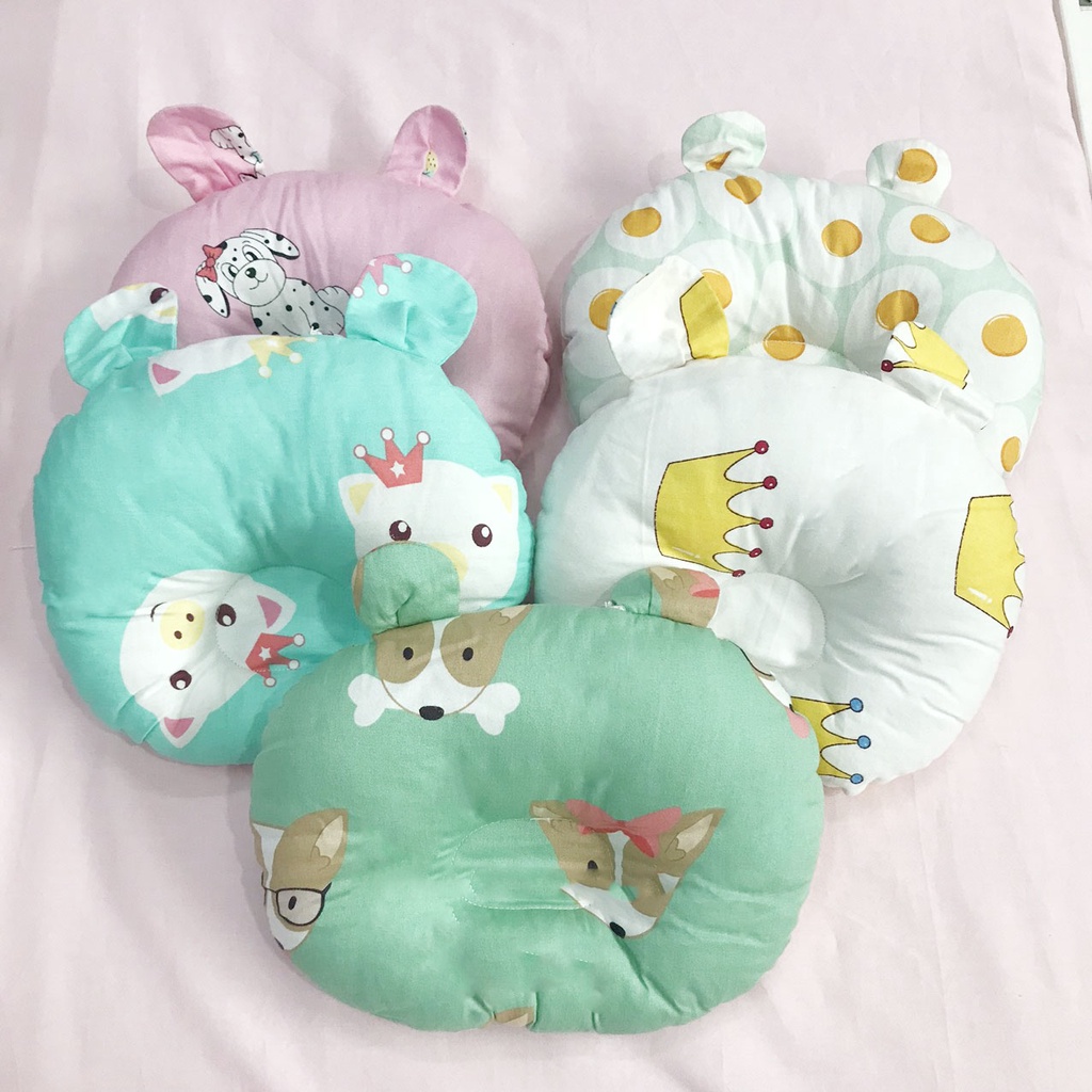 Gối Lõm Chống Méo Đầu Hình Tròn GOLDCAT GT Chất Vải Cotton Lõi Bông Êm Cho Trẻ Từ 0-12 Tháng