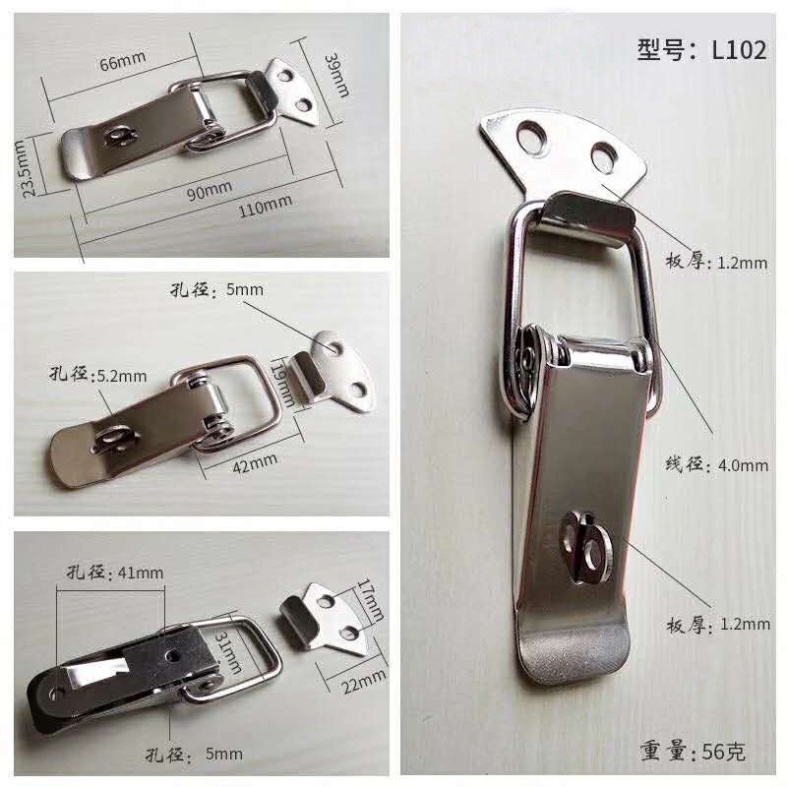 Khoá gài inox, khoá lật inox lắp hòm đạn, khóa hộp gỗ