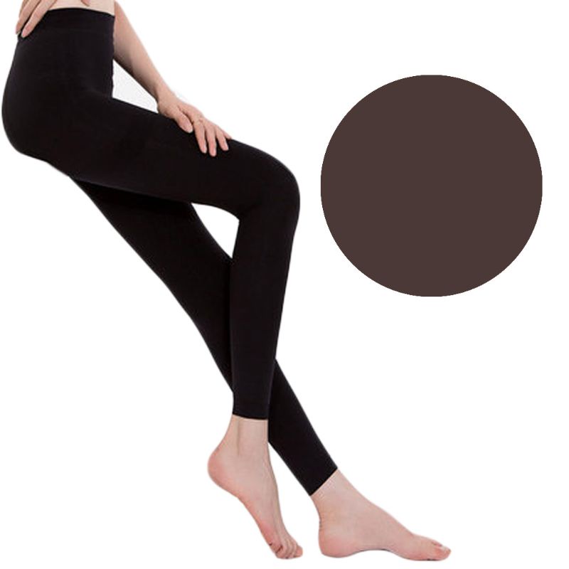 Youyo Quần Bít Tất Nhung Dày Lưng Cao Co Giãn Màu Trơn Giữ Ấm Dành Cho Nữ