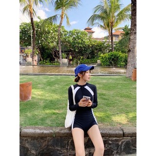Bikini tay dài đen khoá kéo