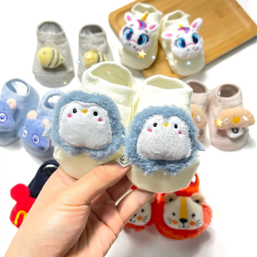 Tất thú bảng màu 3, có đế chống trượt mẫu Đôi cánh thiên thần, trứng rán, mắt to, cá heo