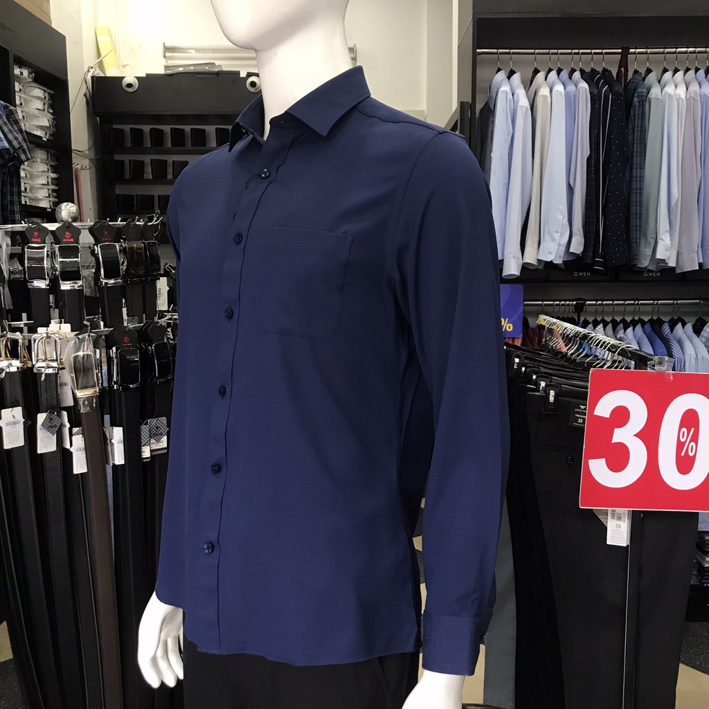Áo Sơ Mi Nam Dài Tay ARISTINO ALS07909 Somi Công Sở Cao Cấp Màu Xanh Đậm Kẻ Sọc Tăm Vải Nano Mềm Mát Dáng Suông Có Túi | BigBuy360 - bigbuy360.vn