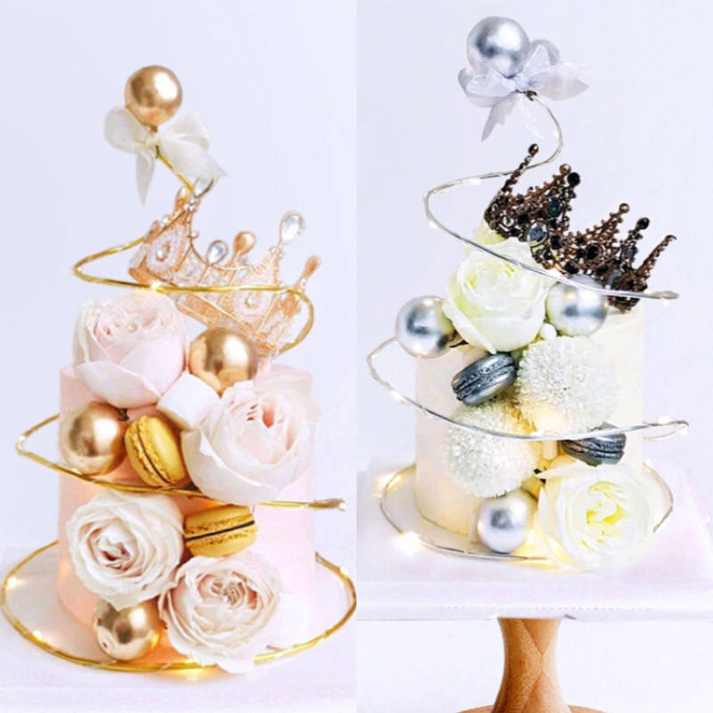 Phụ kiện trang trí bánh kem hình ngôi sao và quả cầu vàng cho tiệc cưới/sinh nhật độc đáo