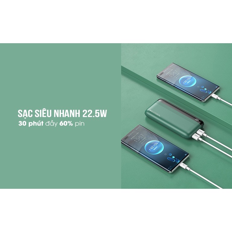 CHÍNH HÃNG Sạc dự phòng 20.000mAh Remax RPP-180 sạc nhanh QC3.0 18W, 22.5W, PD 20W, VOOC 2.0 3 thiết bị cùng lúc