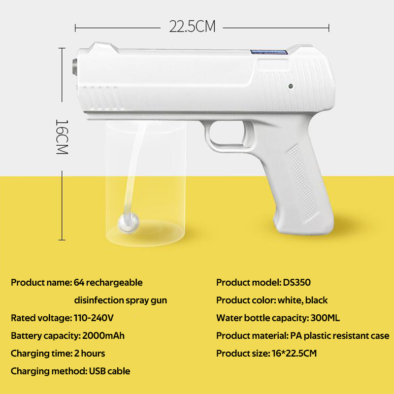 【Ready Stock】2000mah 300ml Handheld Wireless Atomizer Fogging Machine Blue Light Nano Spray Gun Disinfectant Spray Machine Wireless Disinfection Gun