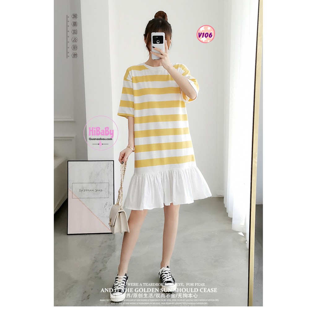 Váy Bầu Sau Sinh có thiết kế cho con bú V106