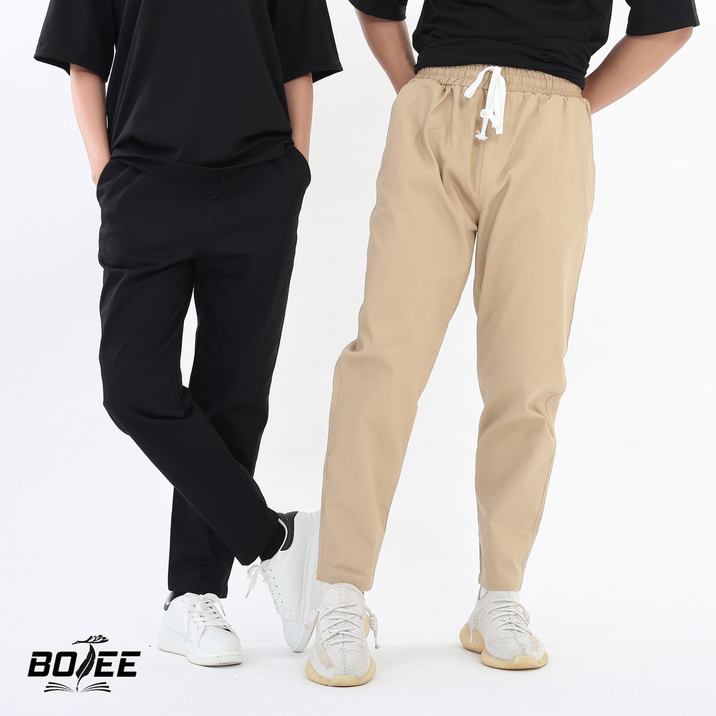 [Mã FASHIONHOTA hoàn ngay 15k xu đơn từ 99k] Quần baggy kaki Basic màu đen be BOTEE unisex nam nữ ống suông | BigBuy360 - bigbuy360.vn
